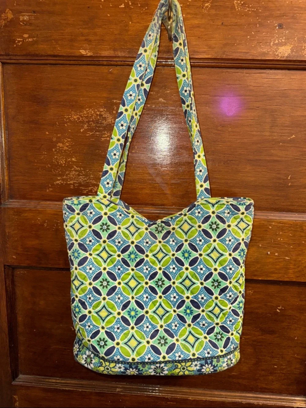 Vera Bradley Green and Blue Quilted Tote